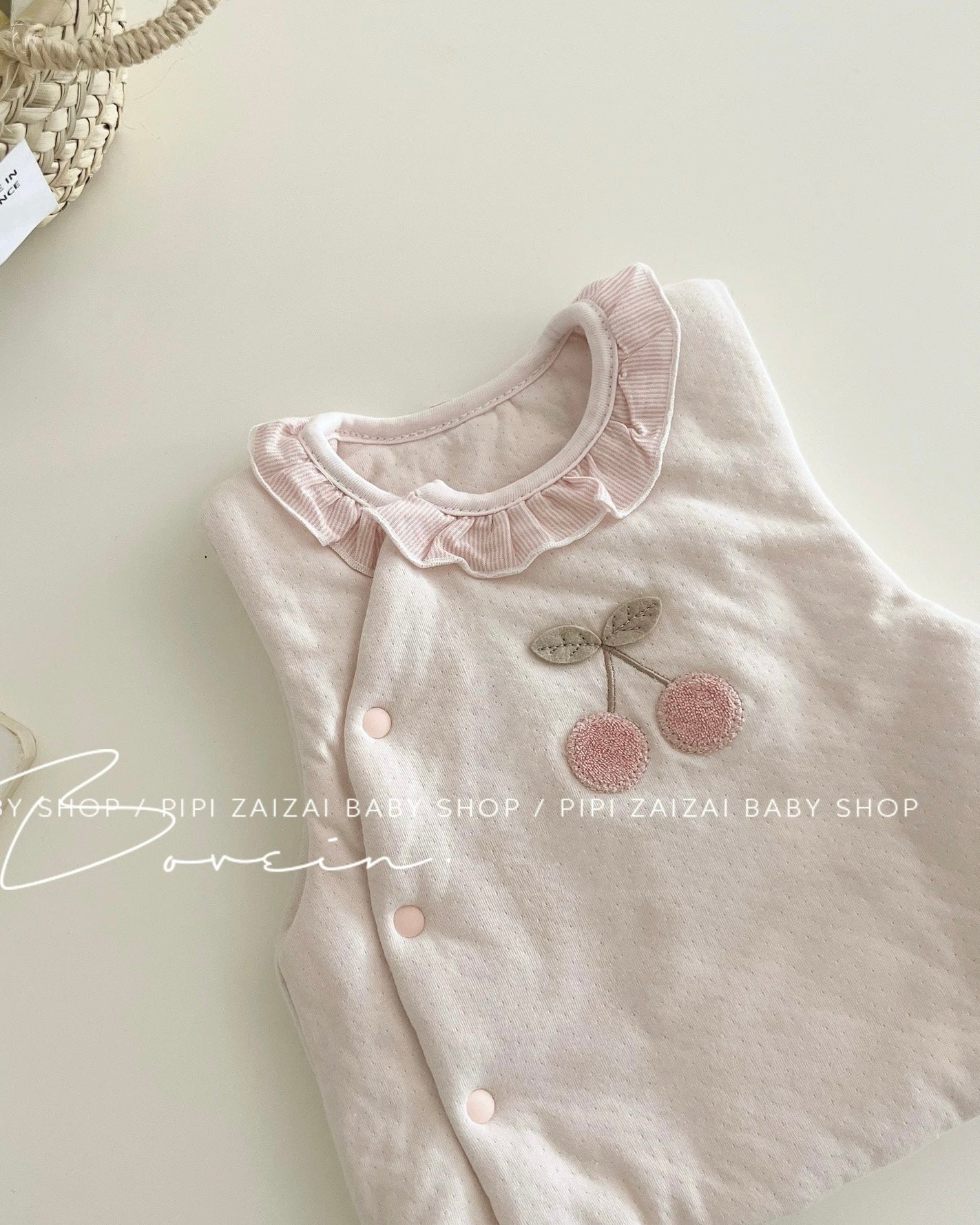 Cherry Printed Cotton Baby Jumpsuits/Romper/Jacket