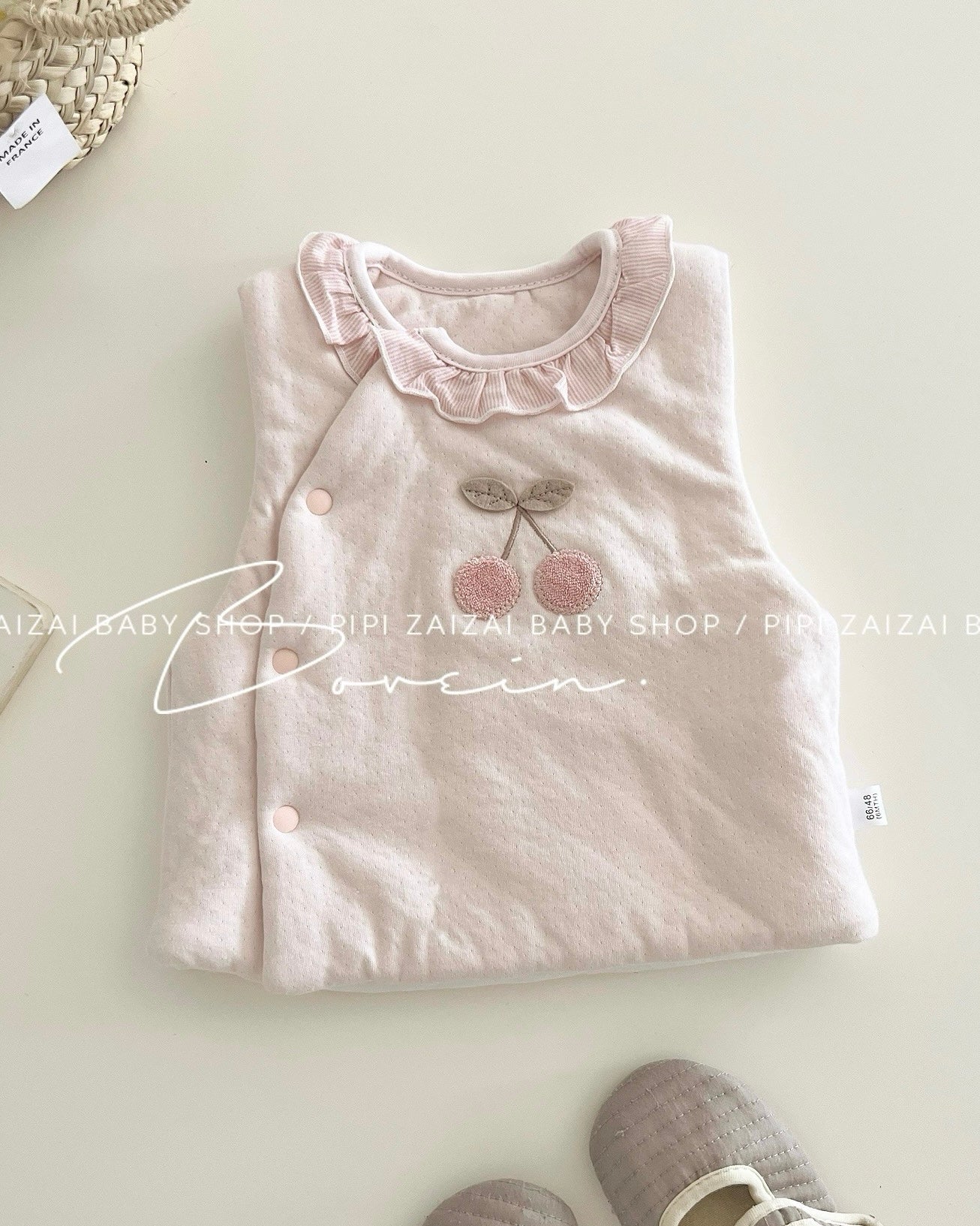 Cherry Printed Cotton Baby Jumpsuits/Romper/Jacket