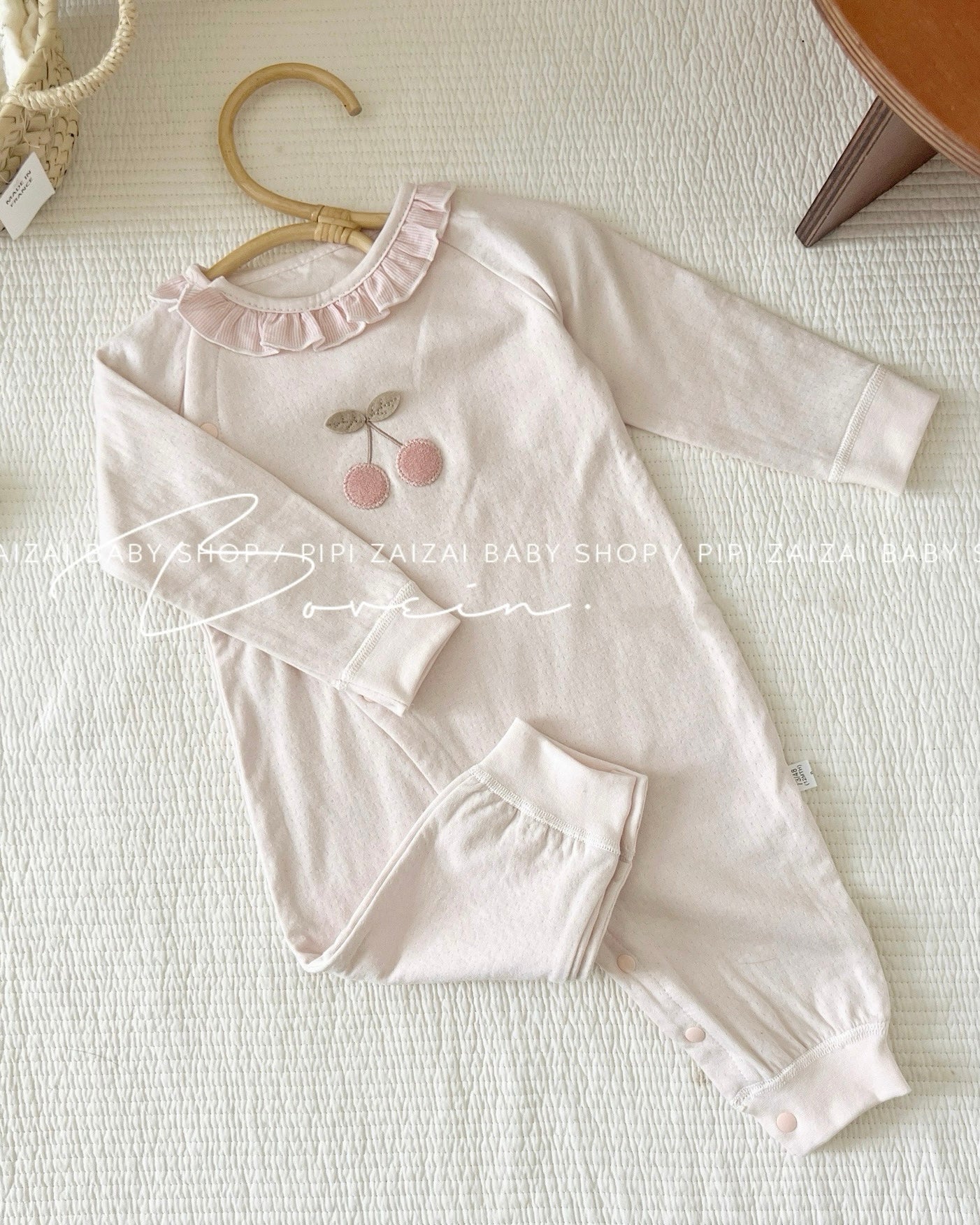 Cherry Printed Cotton Baby Jumpsuits/Romper/Jacket