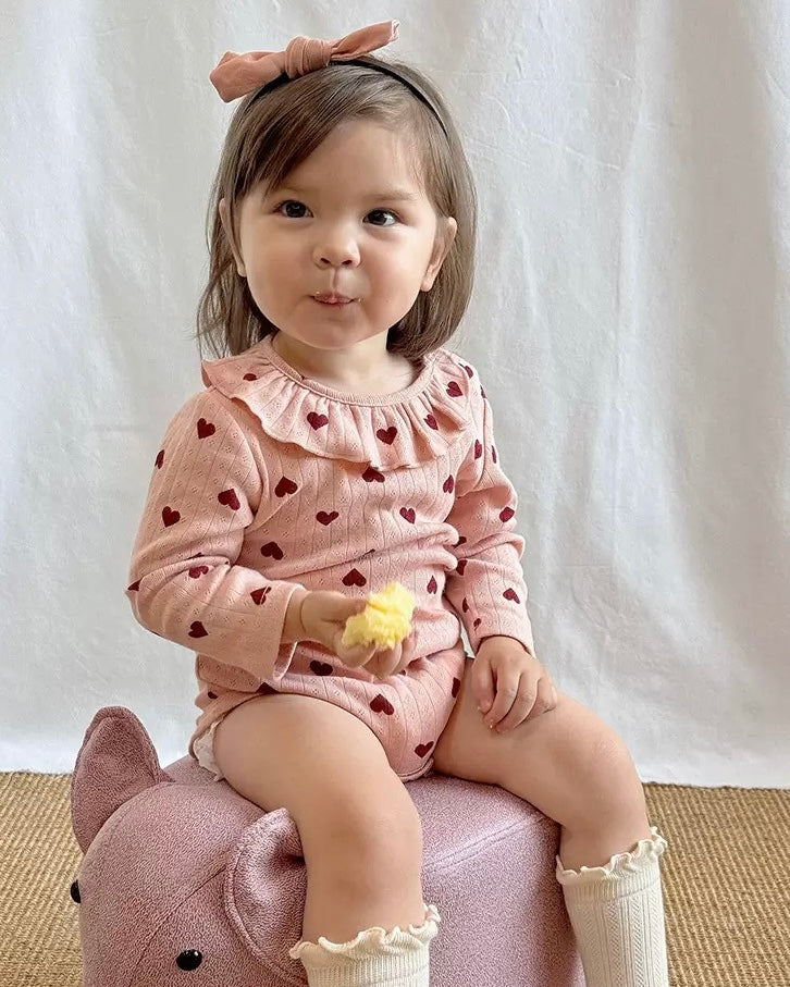 Cotton Soft Heart Long Sleeve Baby Jumpsuits/Romper
