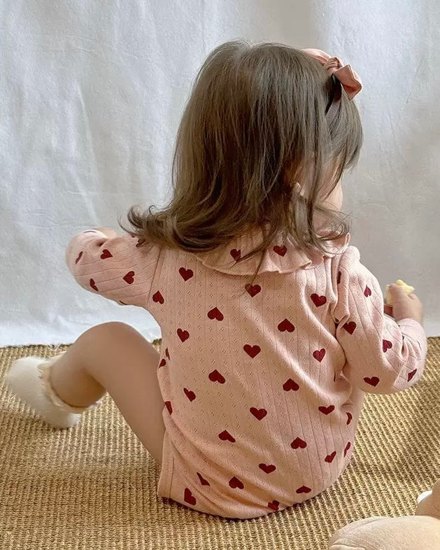 Cotton Soft Heart Long Sleeve Baby Jumpsuits/Romper