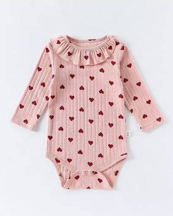 Cotton Soft Heart Long Sleeve Baby Jumpsuits/Romper