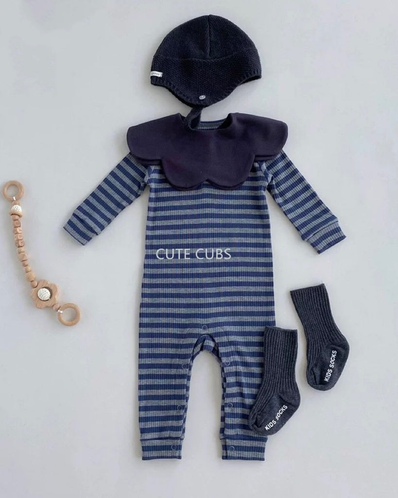 Modal Cotton Striped Long Sleeve Baby Jumpsuits Romper Pants