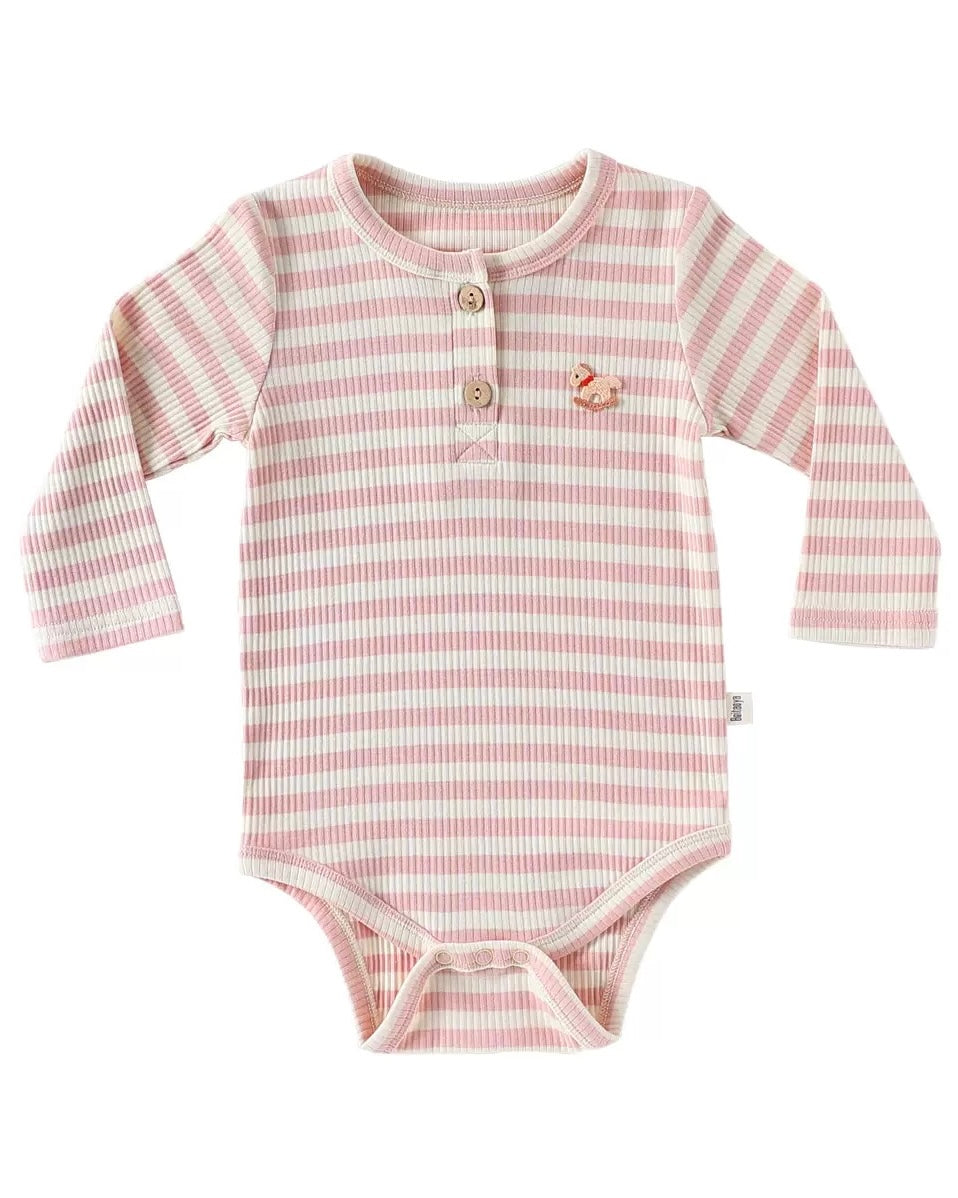 Modal Cotton Striped Long Sleeve Baby Jumpsuits Romper Pants