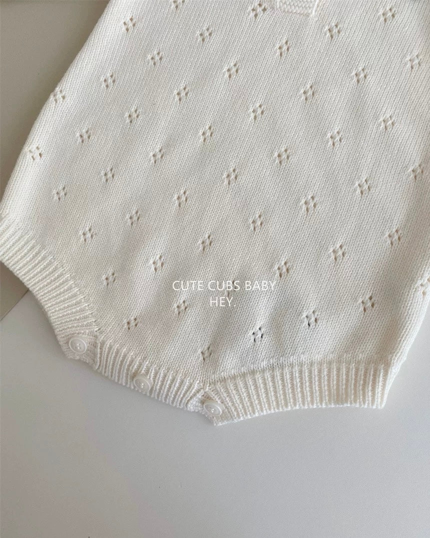 Casual Knitted Buttoned Long Sleeve Baby Jumpsuits/Romper