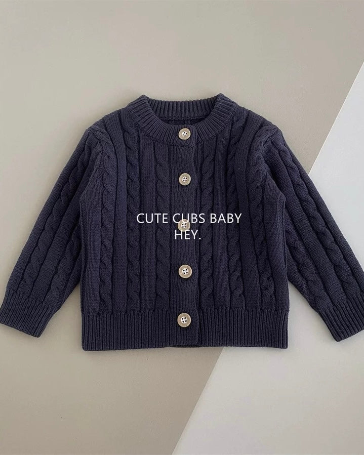 Casual Knitted Buttoned Long Sleeve Baby Jumpsuits/Romper