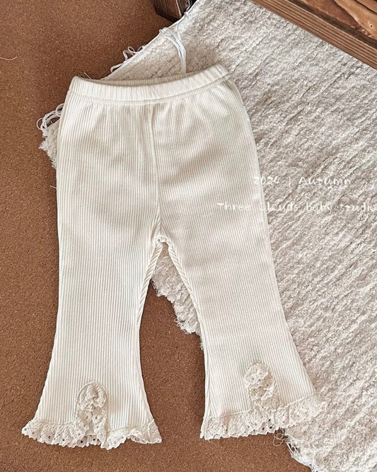 Slits Lace Decor Elastic Baby Girl Bell Bottoms