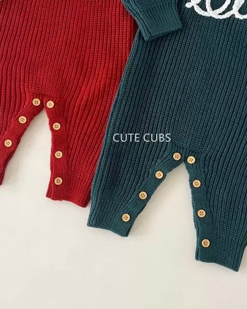Love Letter Crochet Knitted Long Sleeve Baby Jumpsuits