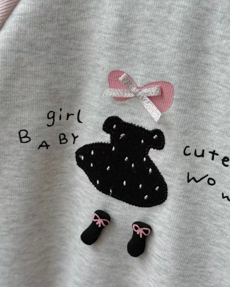 Sweet Dress Pattern Color Block Long Sleeve Baby Jumpsuits