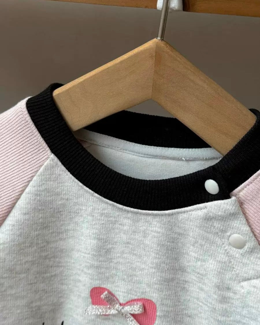 Sweet Dress Pattern Color Block Long Sleeve Baby Jumpsuits