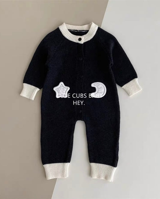 Moon Star Knitted Long Sleeve Baby Jumpsuits