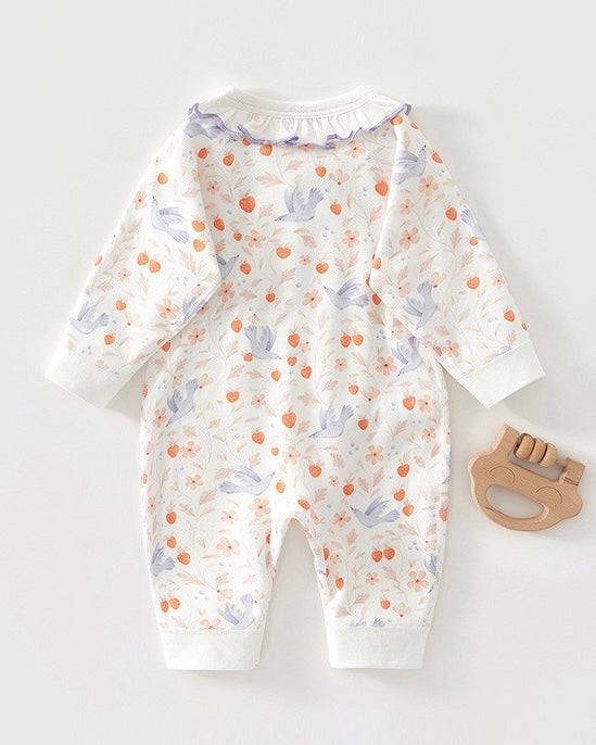 Bird Strawberry Pattern Cotton Baby Jumpsuits