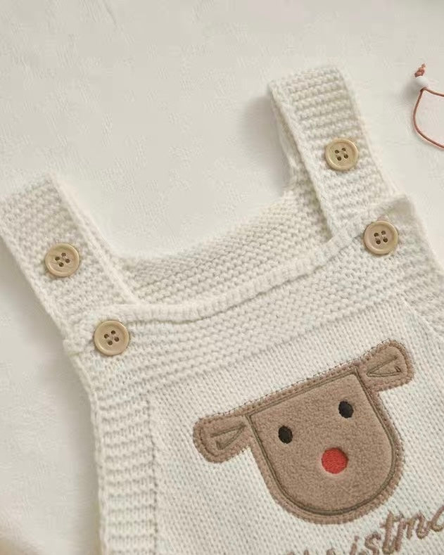 Christmas Pattern Knitted Baby Overalls