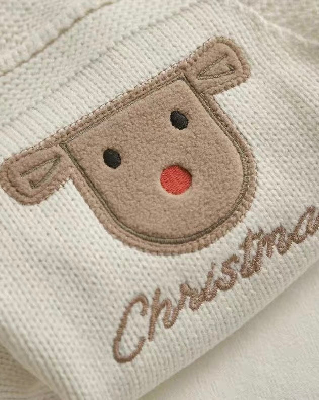 Christmas Pattern Knitted Baby Overalls