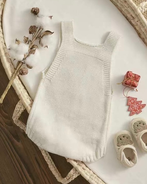 Christmas Pattern Knitted Baby Overalls