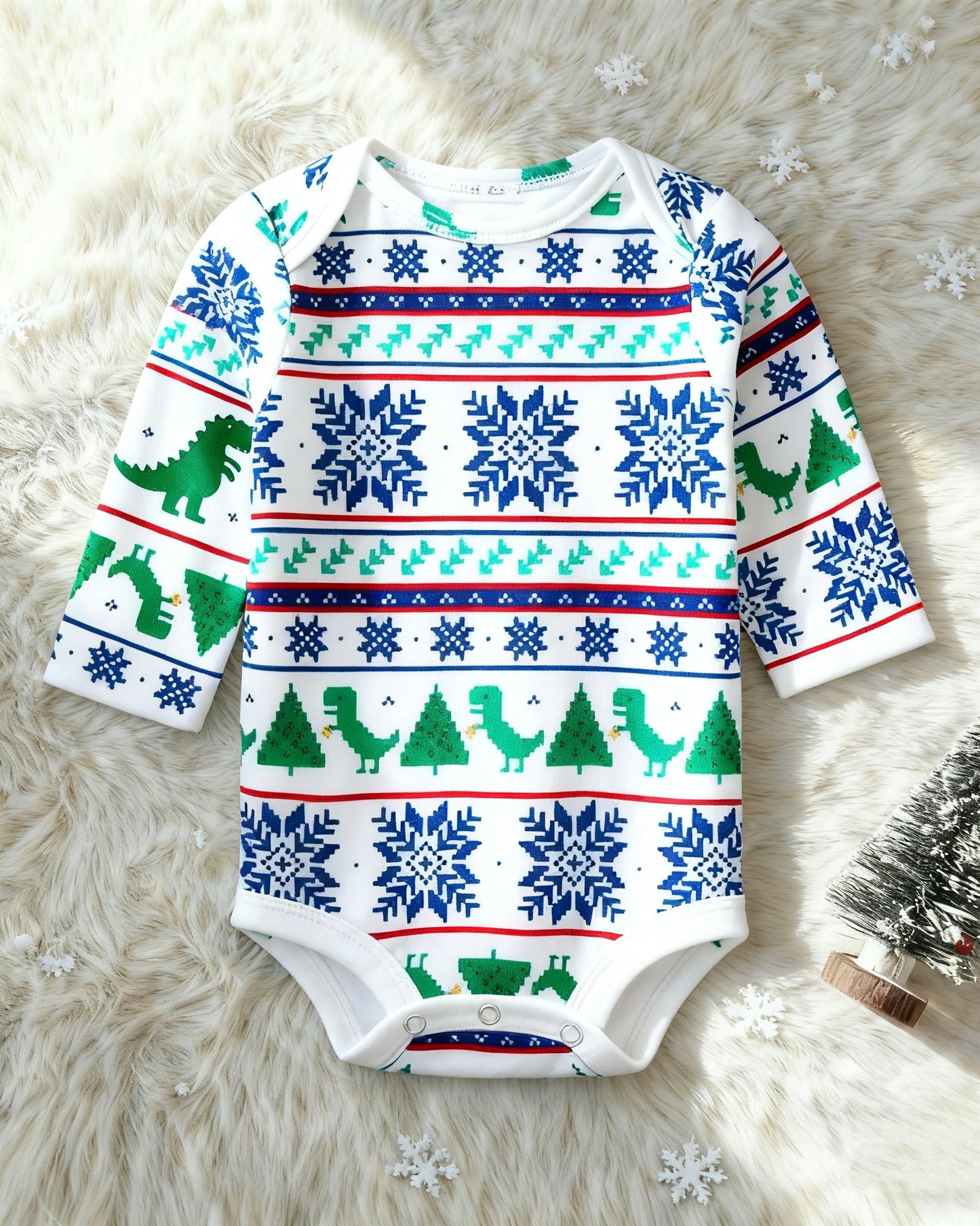 Christmas Long Sleeve Cotton Baby Bodysuit