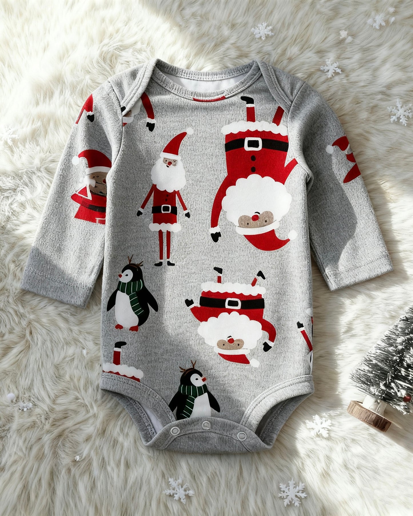 Christmas Long Sleeve Cotton Baby Bodysuit