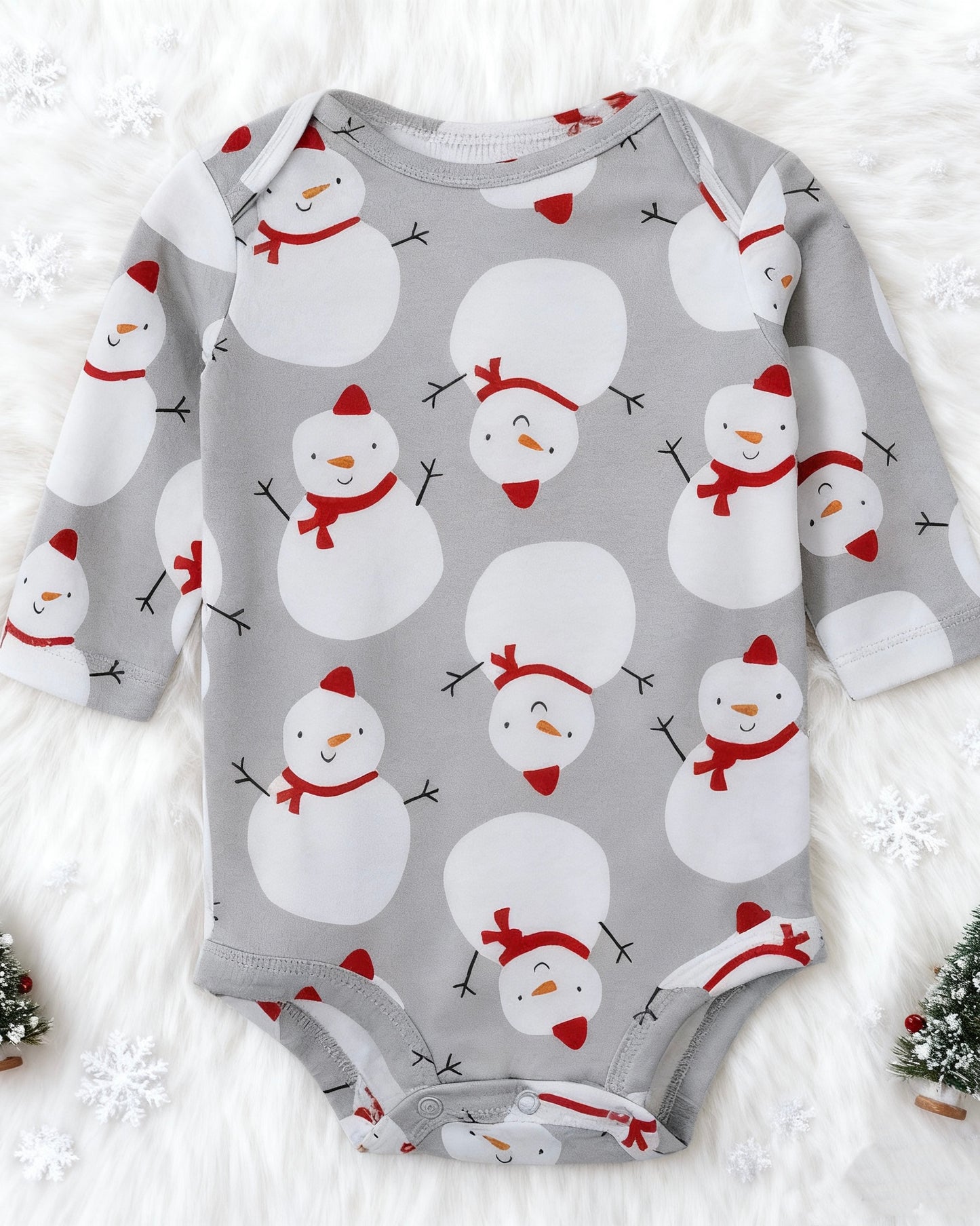 Christmas Long Sleeve Cotton Baby Bodysuit