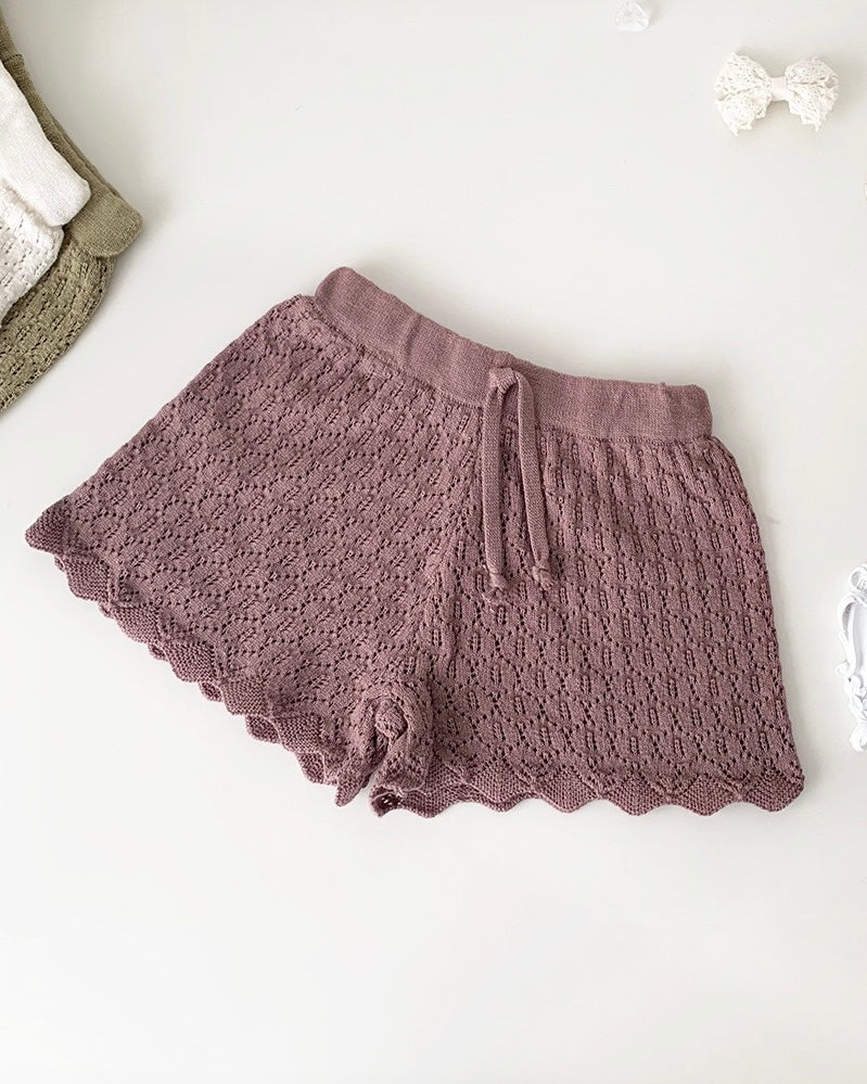 Lace-up Knitted Baby Girl Tank Top/Short Pants