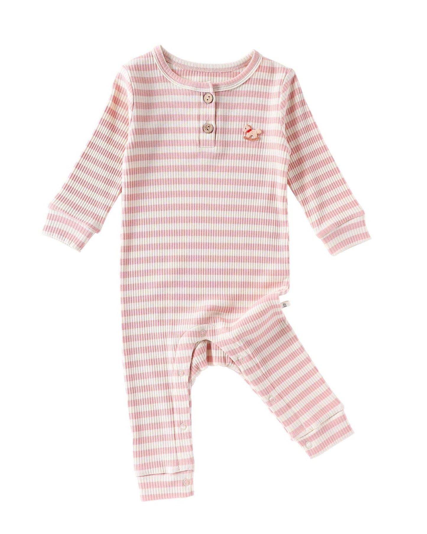 Modal Cotton Striped Long Sleeve Baby Jumpsuits Romper Pants
