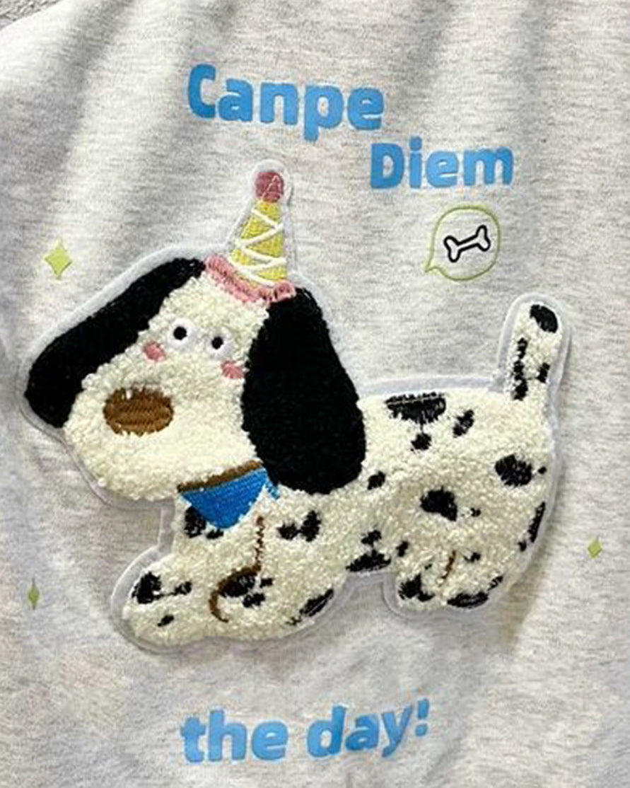 Furry Cartoon Dog Pattern Long Sleeve Baby Jumpsuits