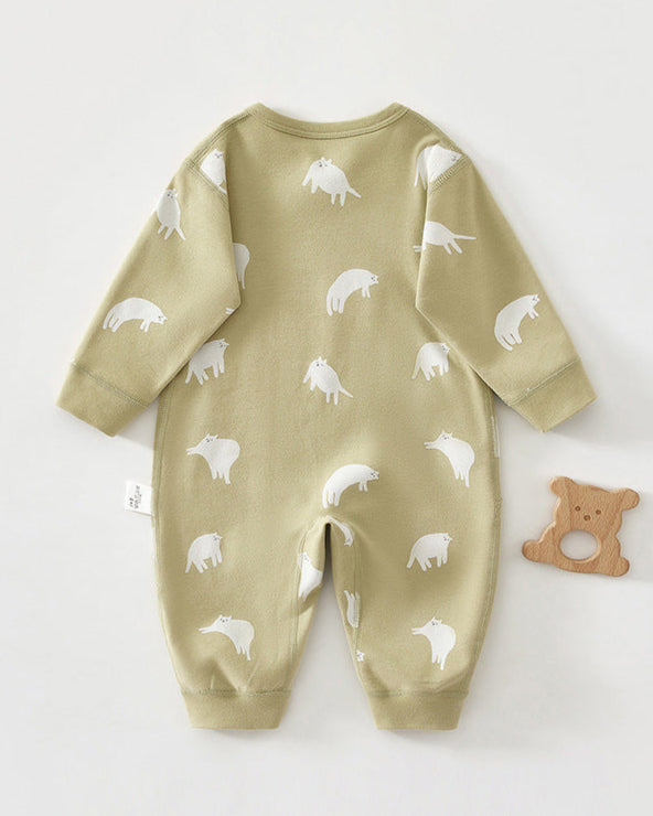Cat Pattern Cotton Long Sleeve Baby Jumpsuits