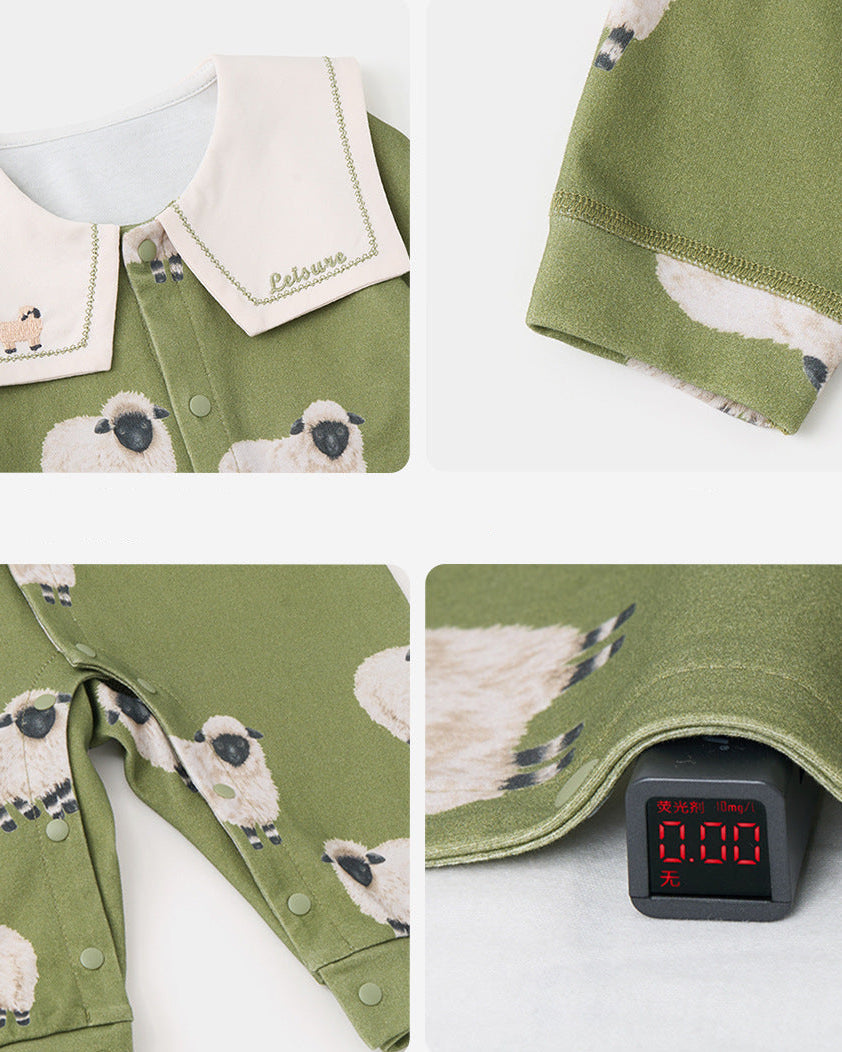 Animal Pattern Square Collar Baby Jumpsuits