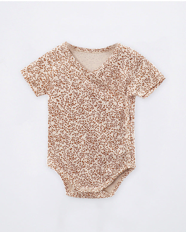 Cotton Floral/Leaf/Fruit Baby Short Sleeve Romper
