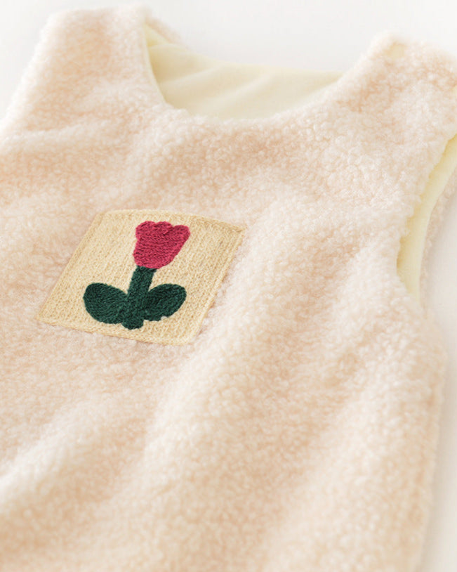 Warm Fleece Tulip Pattern Baby Jumpsuits Sweatshirt