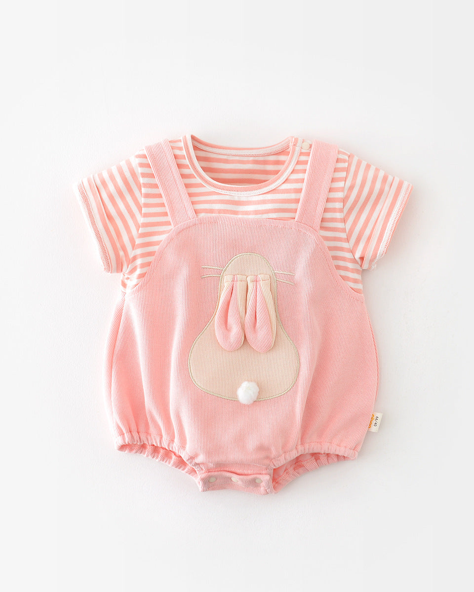 Rabbit Pattern False Two Pieces Baby Romper