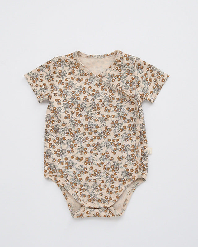 Cotton Floral/Leaf/Fruit Baby Short Sleeve Romper