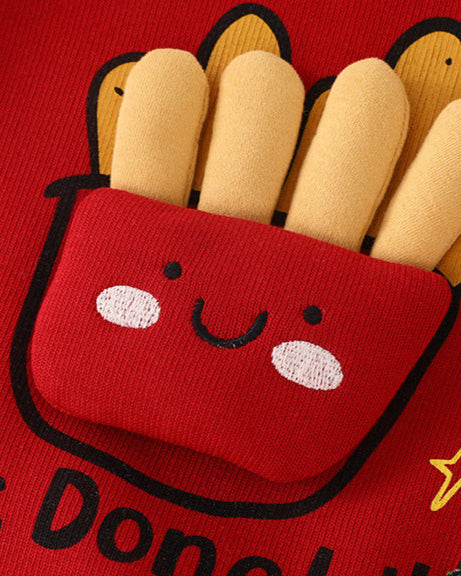 French Fries Decor Long Sleeve Baby Jumpsuits