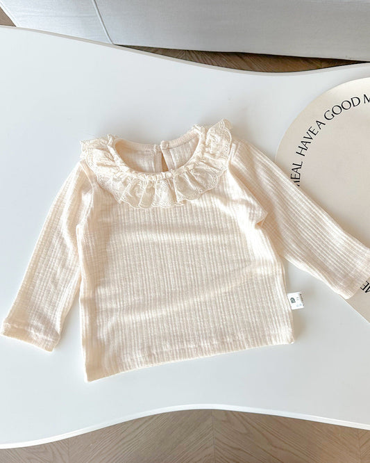 Sweet Denim Bow Dot Pattern 2pcs Set Bottoming Shirt