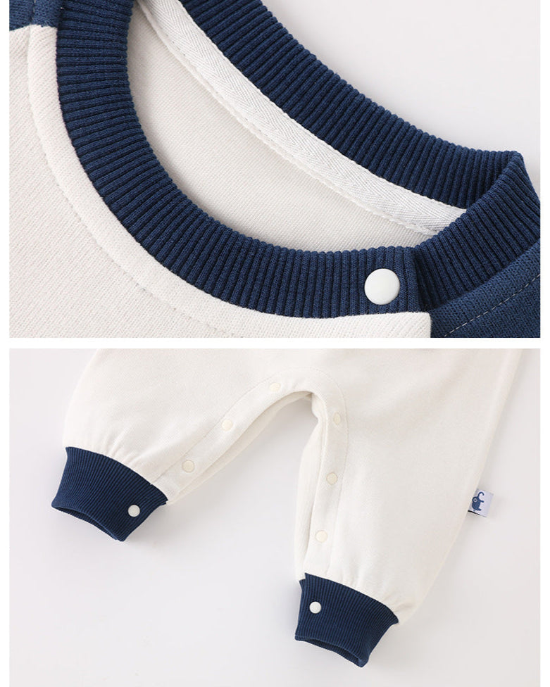 Dachshund Pattern Color Block Long Sleeve Baby Jumpsuits