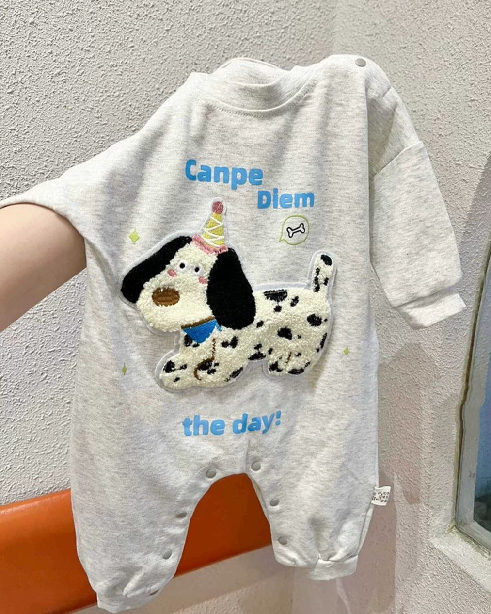 Furry Cartoon Dog Pattern Long Sleeve Baby Jumpsuits