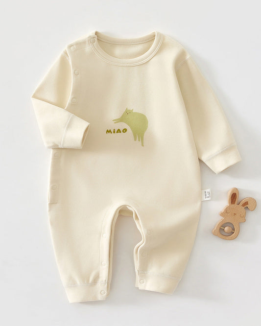 Cat Pattern Cotton Long Sleeve Baby Jumpsuits