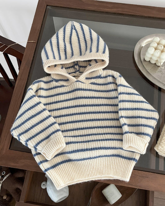 Casual Striped Knitted Long Sleeve Jumpsuits Hoodie