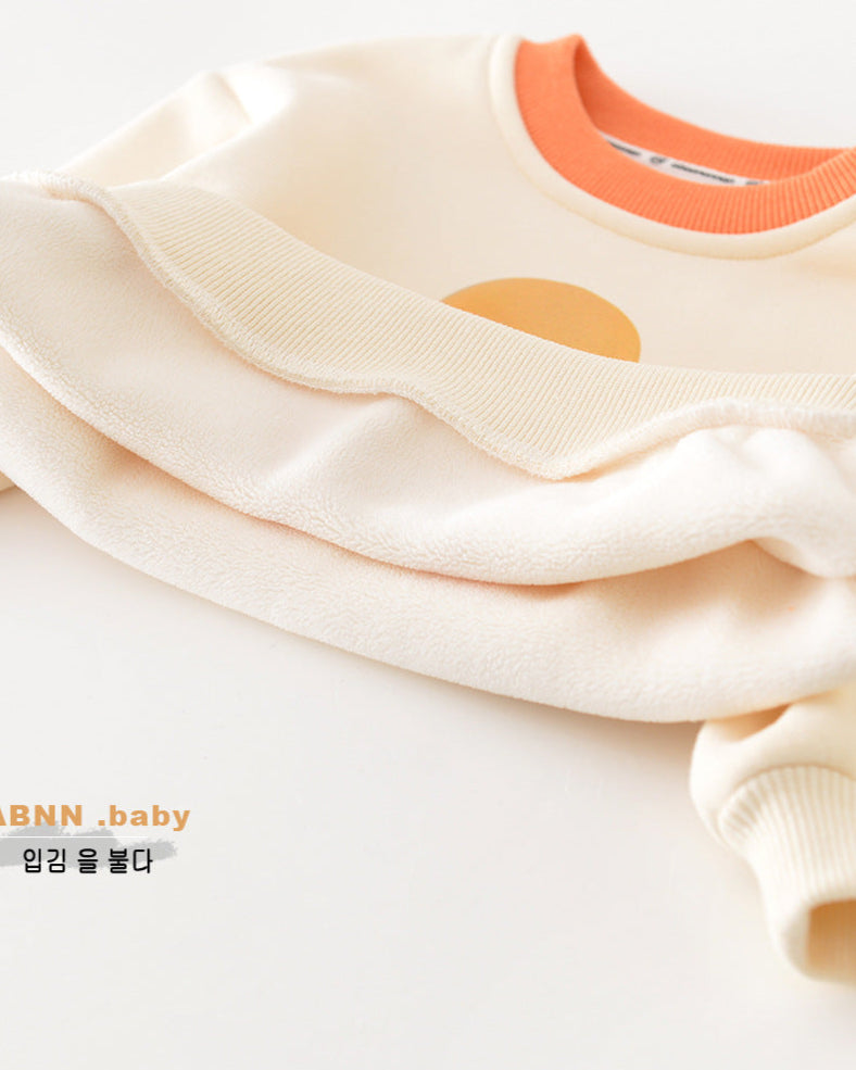 Cartoon Duck Pattern Fleece Baby Hoodie Jumpsuits