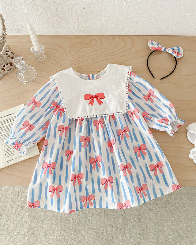 Striped Bow Pattern Girl Dress/Baby Romper