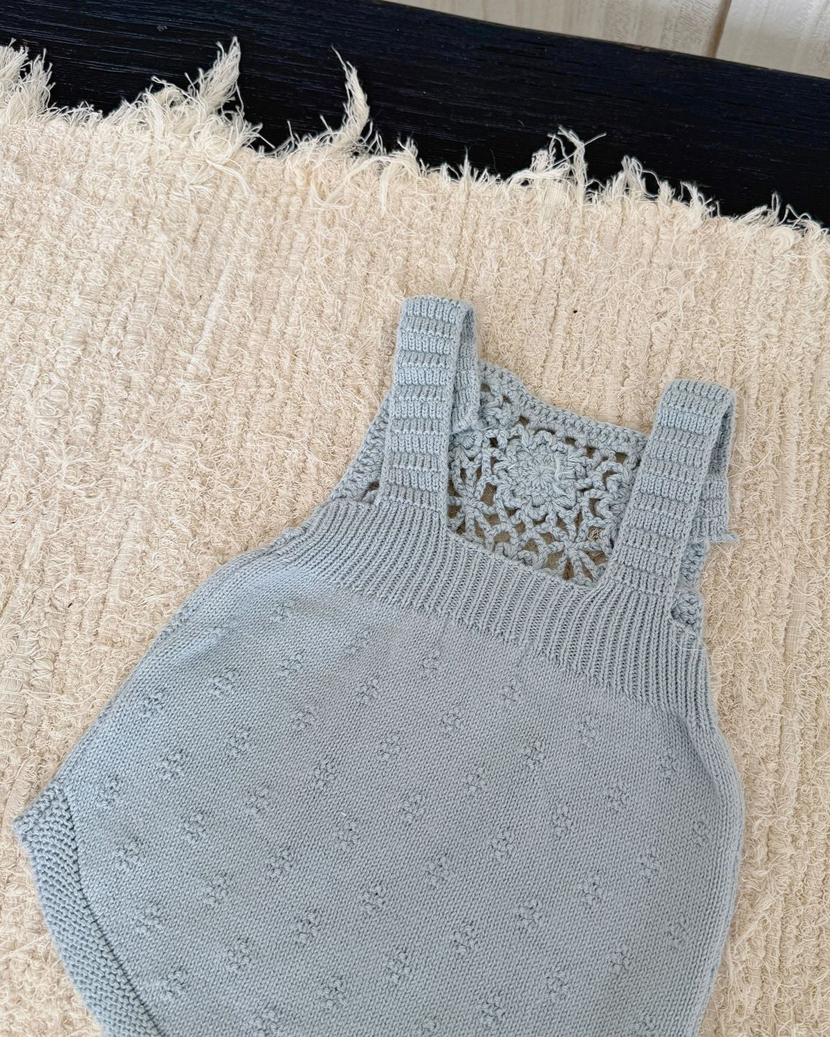 Knitted Crochet Floral Sleeveless Baby Girl Romper Hat