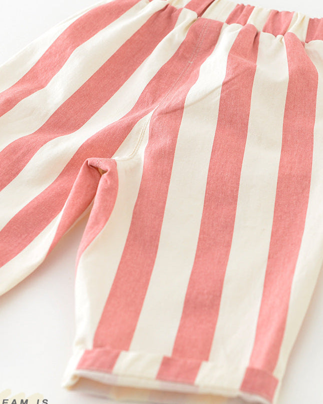 Color Block Casual Striped Baby Pants