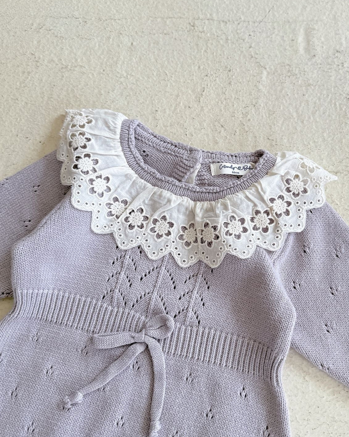 Sweet Lace Collar Knitted Long Sleeve Baby Romper