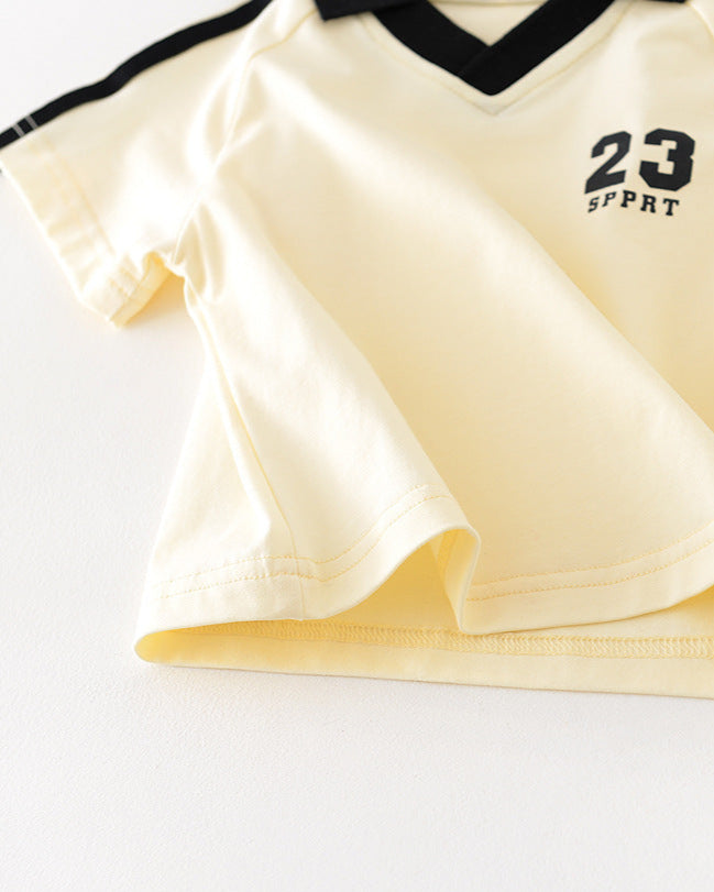 Sport Style Color Block Baby Tee&Pants Set