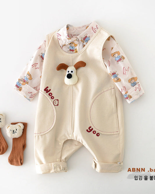 Puppy Decor Letter Sleeveless Baby Jumpsuits