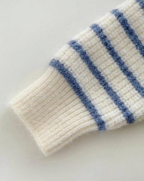 Casual Striped Knitted Long Sleeve Jumpsuits Hoodie