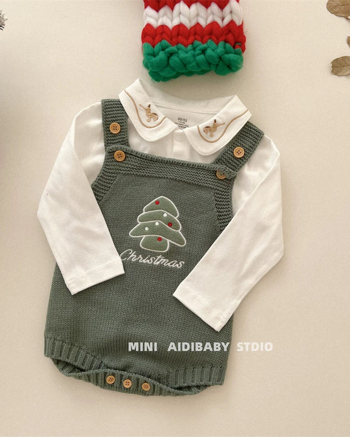 Christmas Pattern Knitted Baby Overalls