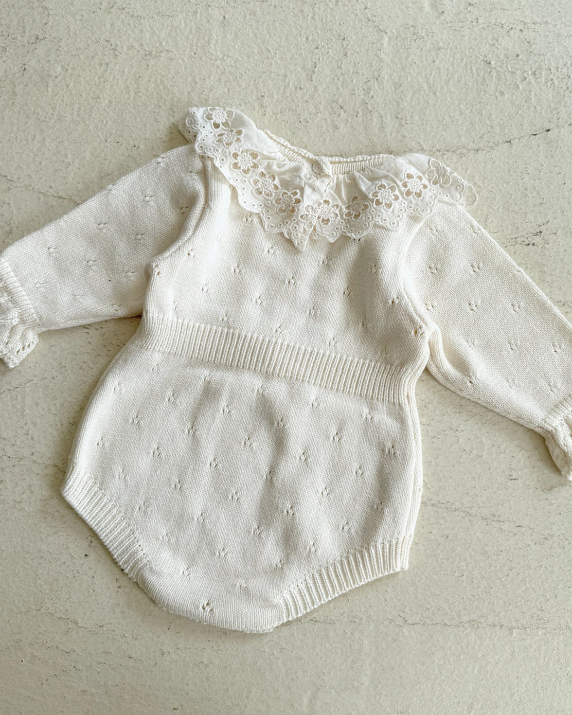 Sweet Lace Collar Knitted Long Sleeve Baby Romper