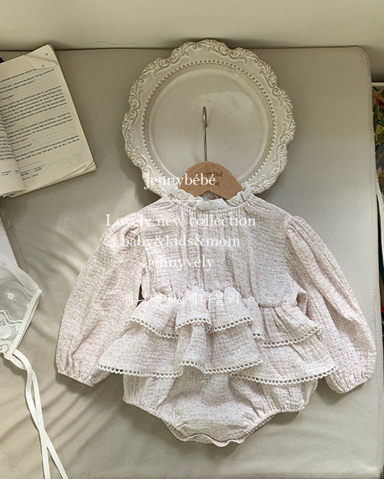 Floral Layered Breathable Long Sleeve Baby Romper