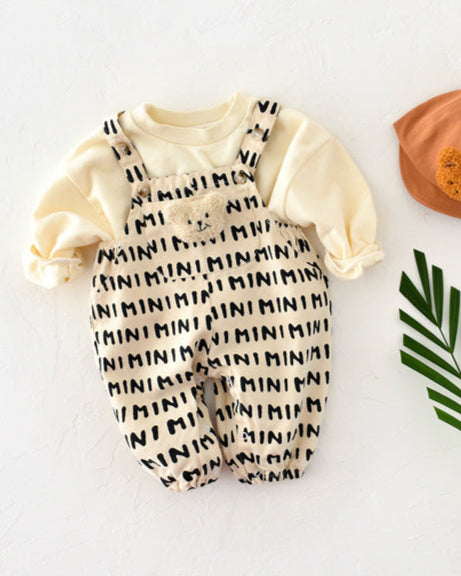 Letter Striped Adjustable Baby Jumpsuits