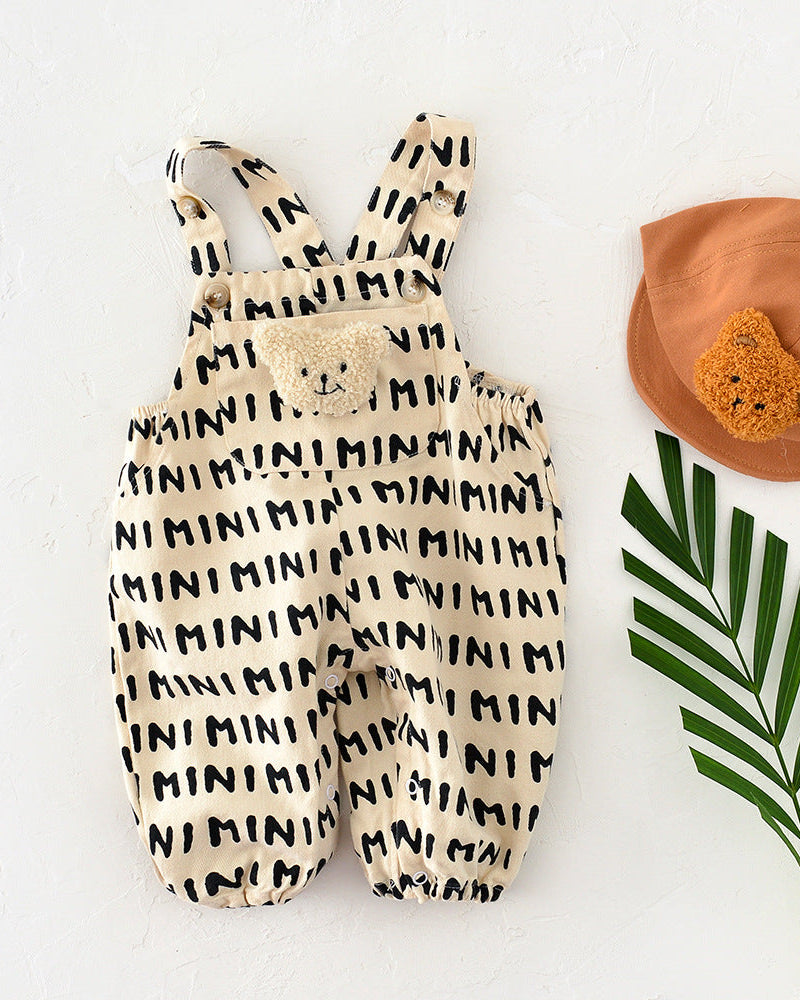 Letter Striped Adjustable Baby Jumpsuits